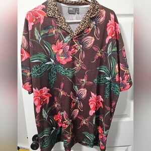 ASOS Multicolor Floral And Cheetah Print Button Down Shirt
